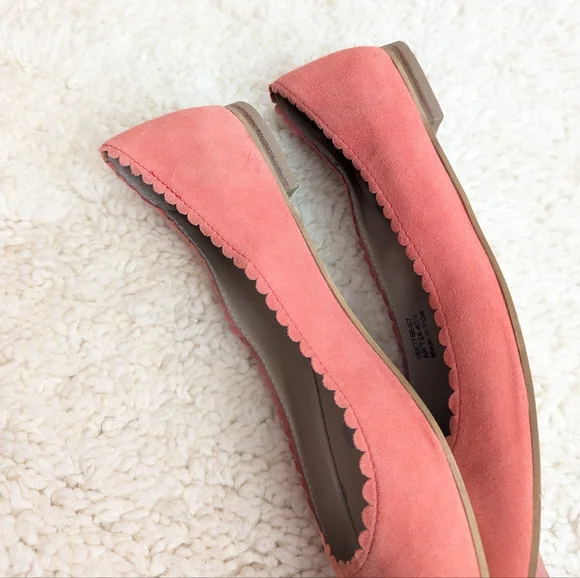 Boden Pink Scalloped Suede Round Toe Ballet Flats - Picture 6 of 9